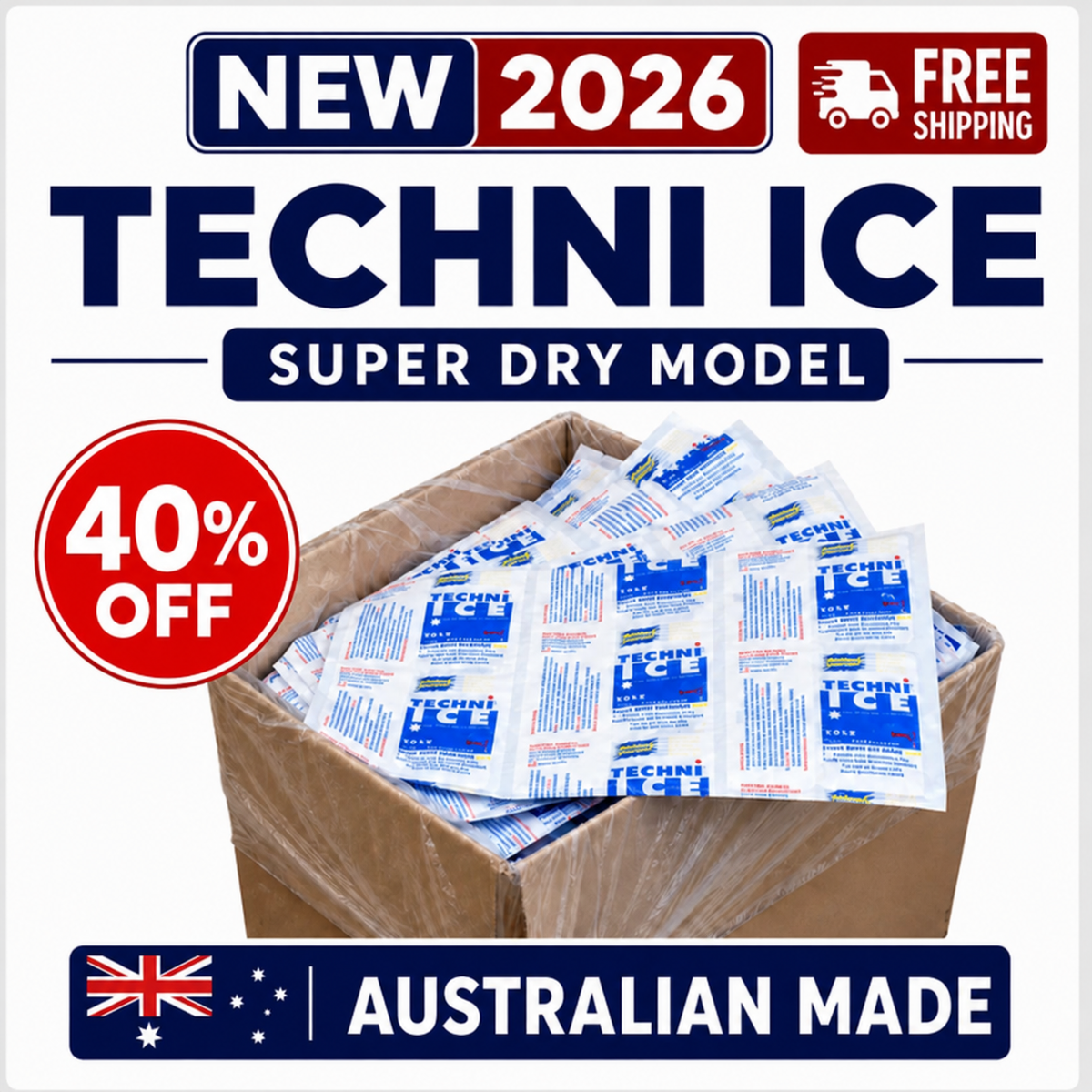 250 (1 Carton) Techni Ice Heavy Duty  Reusable Dry Ice packs *40% OFF SALE ON NOW