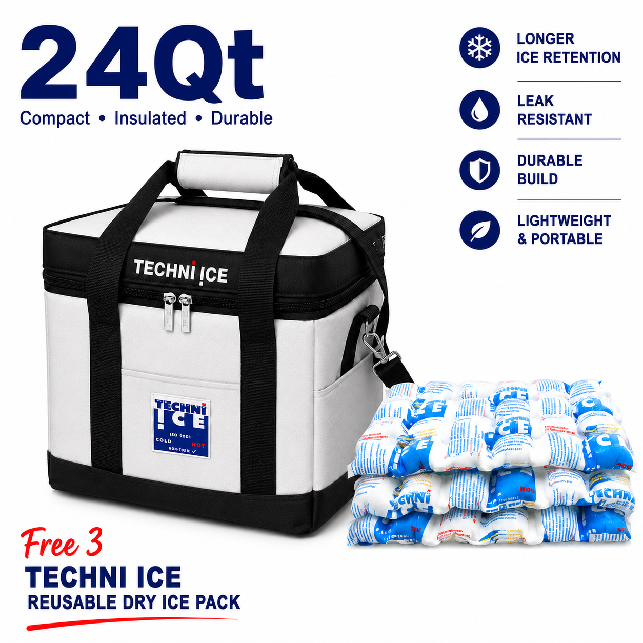 24Qt Techni Ice High Performance Soft-Sided Cooler Bag *FREE 3 REUSABLE DRY ICE PACKS VALUES $25* *FRESH STOCK JUST ARRIVED